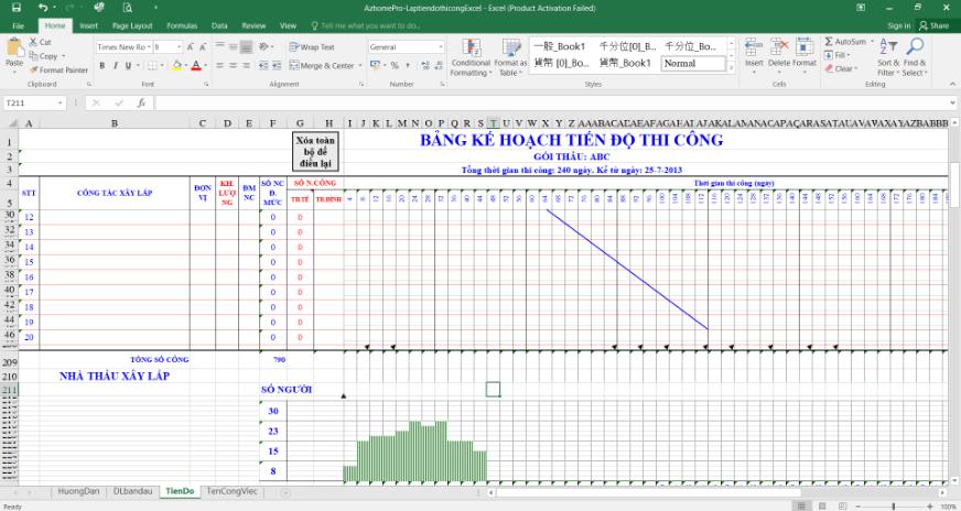 Phần Mềm lập tiến độ thi công Az homePro trên Excel 