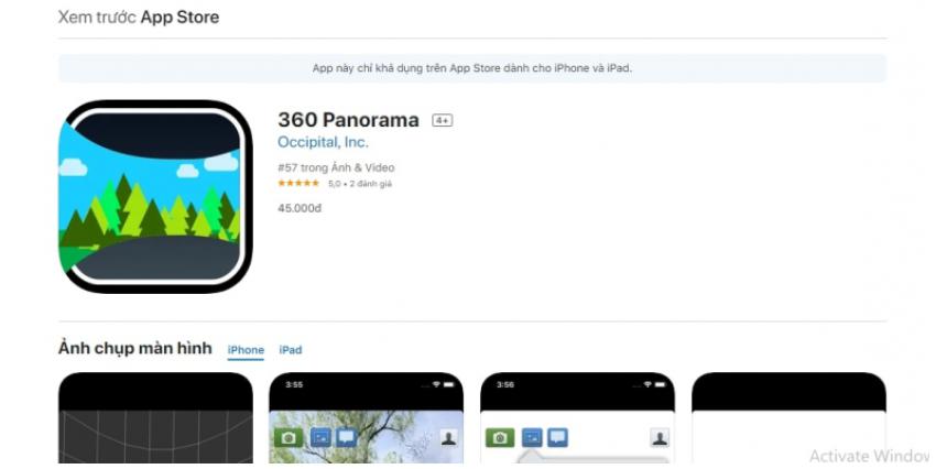 Ứng dụng chụp ảnh 360 độ trên IOS Panorama