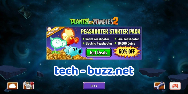 bấm play để bắt đầu game Plants vs Zombies 2 mod