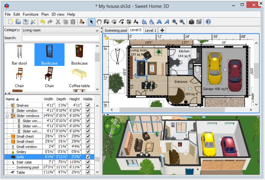 phần mềm vẽ sơ đồ SweetHome 3D