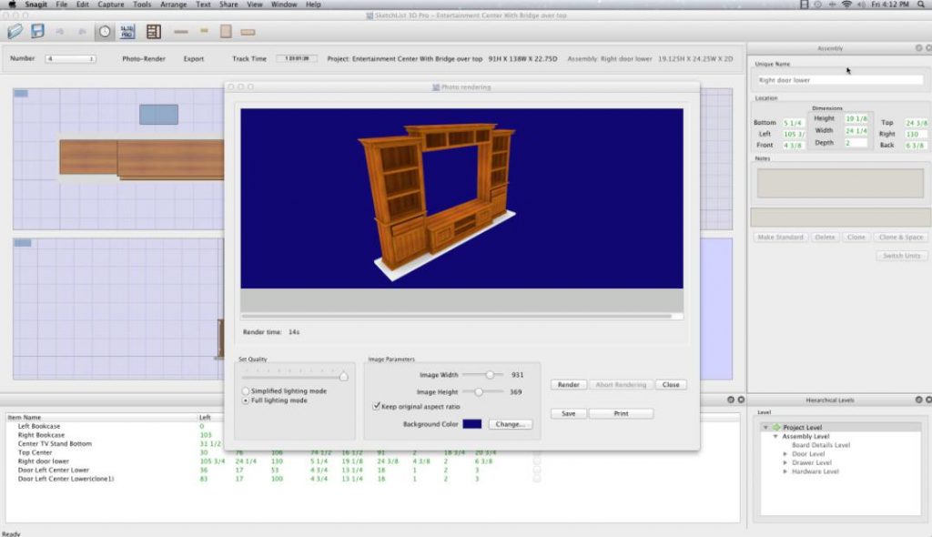 SketchList 3D: Phần mềm thiết kế đồ gỗ