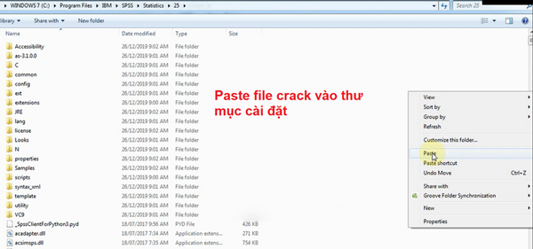 paste file cài đặt crack vào mục cài đặt