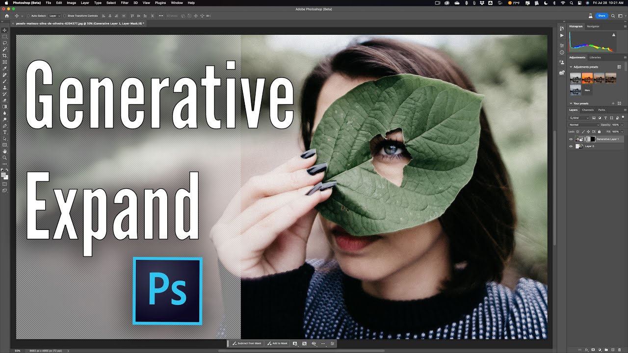 Generative Expand là một tính năng mới được thêm vào để giúp bạn mở rộng hình ảnh và biến tấu nó theo trí tưởng tượng của bạn