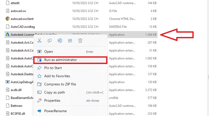 chạy file “Autodesk License Patcher Installer” với quyền admin