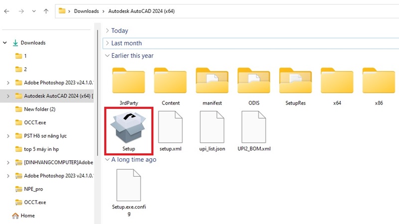 nhấn chọn file Setup