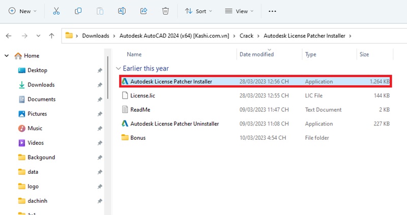 tìm và sao chép thư mục “Autodesk License Patcher Installer”