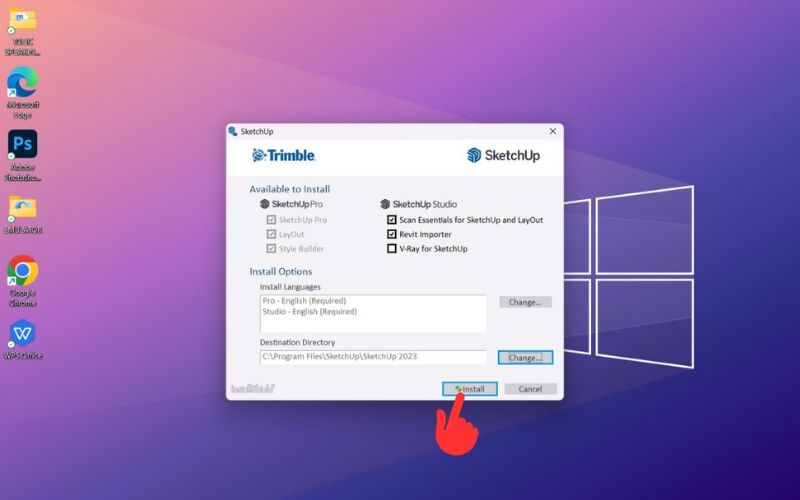 nhấn Install 