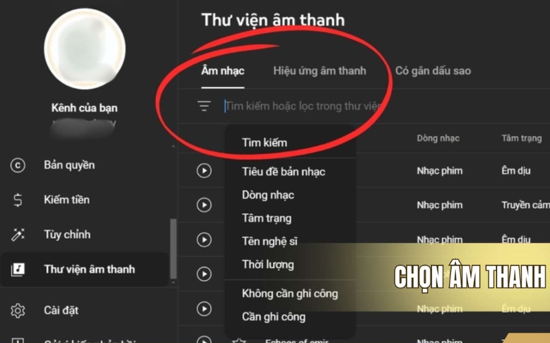 Lọc và tìm nhạc theo nhu cầu