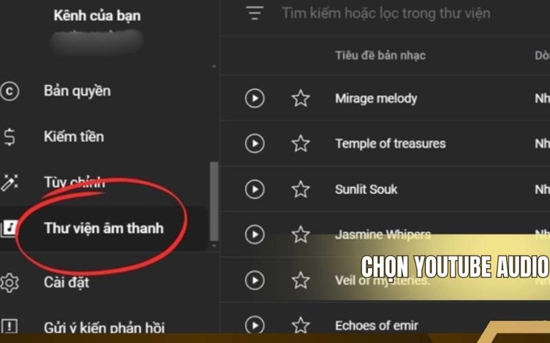 Mở kho nhạc Audio Library